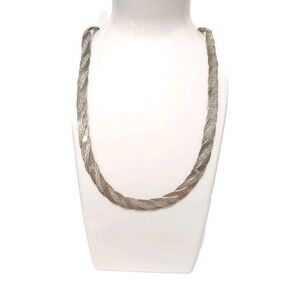 Vintage Heavy 925 Sterling Silver Italy Braided Herringbone Necklace 22.25"